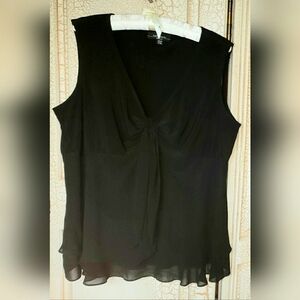 R&M Richards Size 2x (20) Black Sheer Sleeveless V-Neck Blouse
